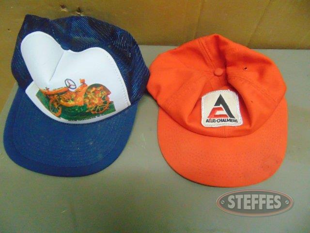Box of hats including AC, Pioneer, MN Twins_1.JPG